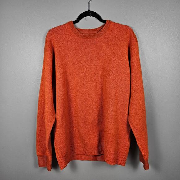 Tommy Hilfiger Other - Tommy Hilfiger Mens Large Crewneck Sweater‎ Lambswool Nylon Knit Orange Pullover